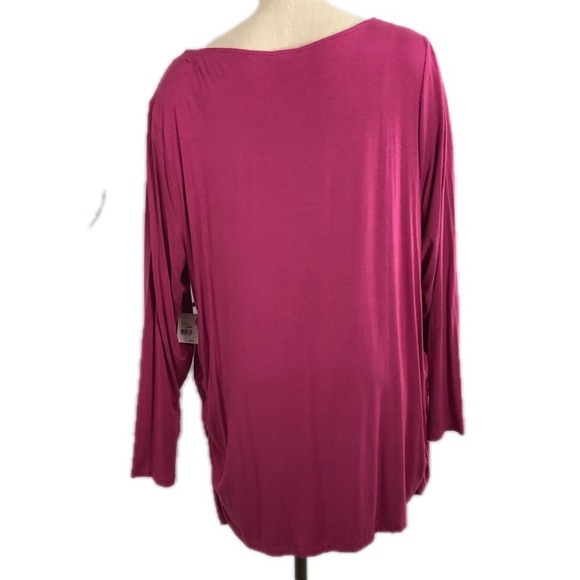 Kate Hill Top Sz 3X Rayon Pink NWT Drape Neck Blouse Long Sleeve - Picture 4 of 11